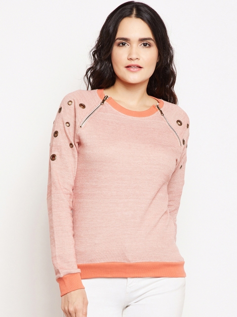 

Oxolloxo Women Orange Solid Sweatshirt
