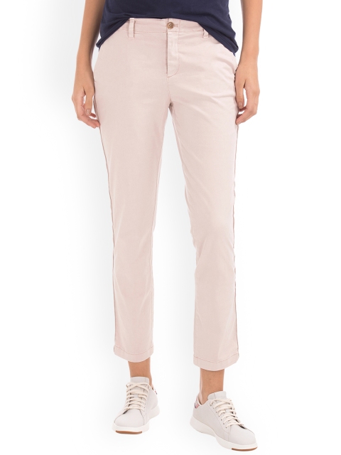 

GAP Women Pink Satin-Stripe Girlfriend Chinos
