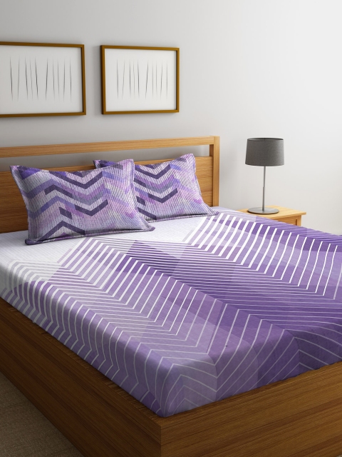 

Portico New York Multicoloured Graphic Flat 144 TC Cotton 1 King Bedsheet with 2 Pillow Covers, Multi