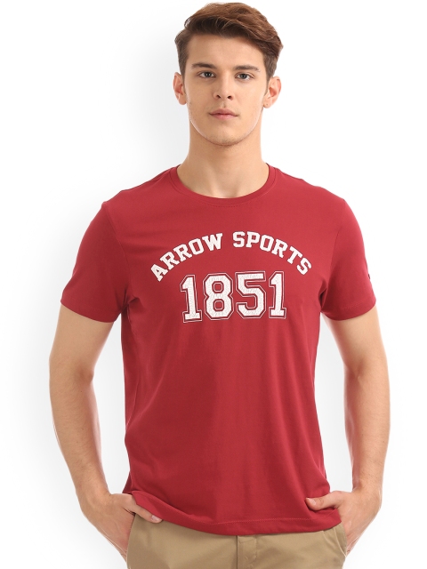 

Arrow Sport Men Red Printed Round Neck T-shirt