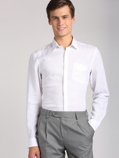 

Peter England Men White Slim Fit Self Design Semiformal Shirt