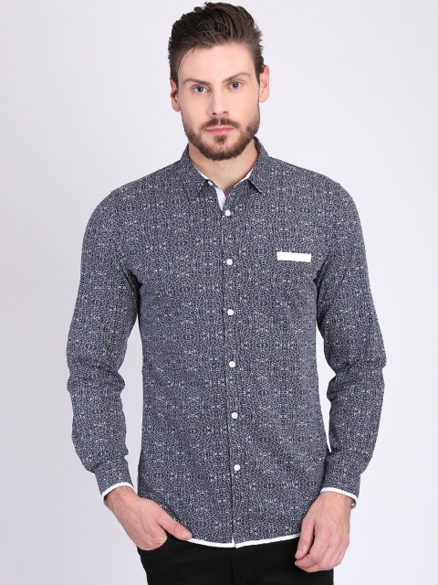 

LA LOFT Men Navy Blue & White Regular Fit Printed Casual Shirt