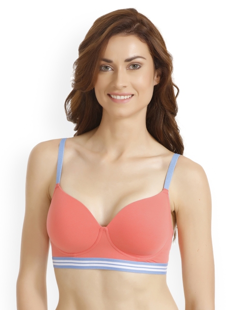 

Zivame Peach-Coloured Solid Non-Wired Non Padded T-shirt Bra