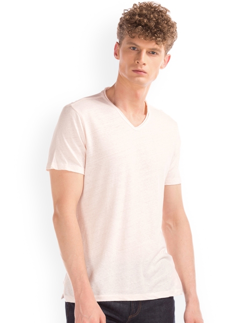 

GAP Men Pink Cotton Linen V-Neck Tee
