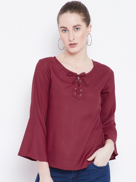 

The Dry State Women Maroon Solid Top