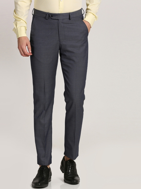 

Peter England Men Charcoal Slim Fit Solid Formal Trousers