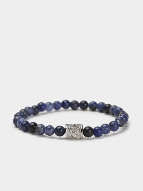 

SIMON CARTER LONDON Blue Rhodium-Plated Elasticated Bracelet