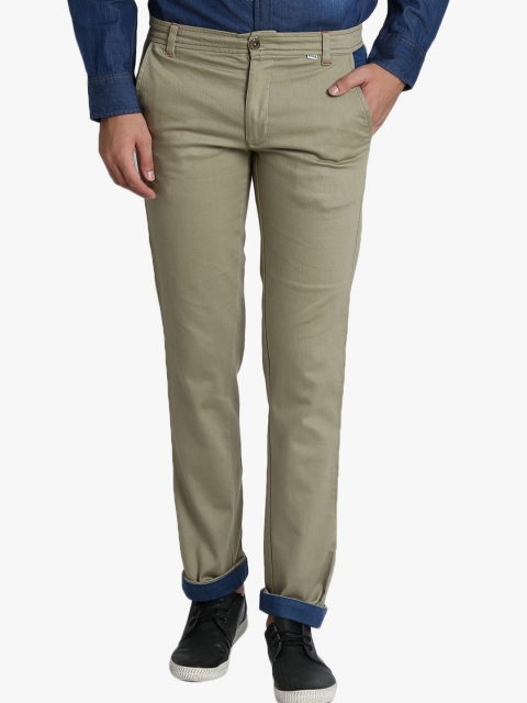 

LA LOFT Men Olive Green Regular Fit Solid Chinos