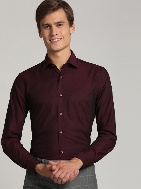 

Peter England Men Maroon Slim Fit Solid Semiformal Shirt