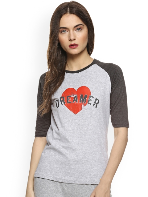 

Campus Sutra Women Grey Colourblocked Top
