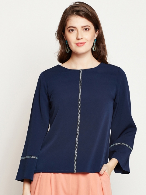 

RARE Women Navy Blue Solid Top