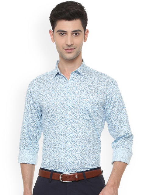 

V Dot Men Blue Slim Fit Printed Casual Shirt