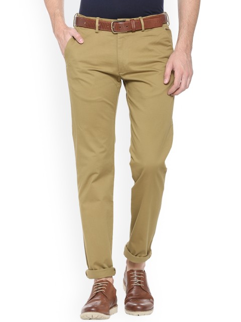

Peter England Casuals Men Khaki Slim Fit Solid Regular Trousers