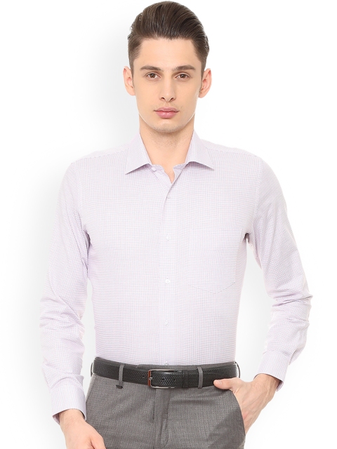 Van Heusen Men White & Blue Slim Fit Checked Formal Shirt