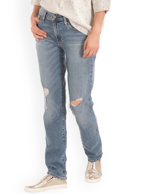 

GAP Women Blue Authentic 1969 Destructed Real Straight Fit Jeans