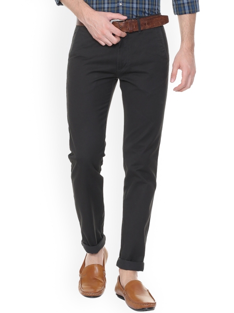 

Peter England Casuals Men Black Slim Fit Solid Regular Trousers