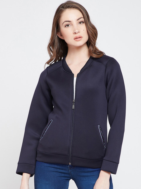 

RARE Women Navy Blue Solid Bomber