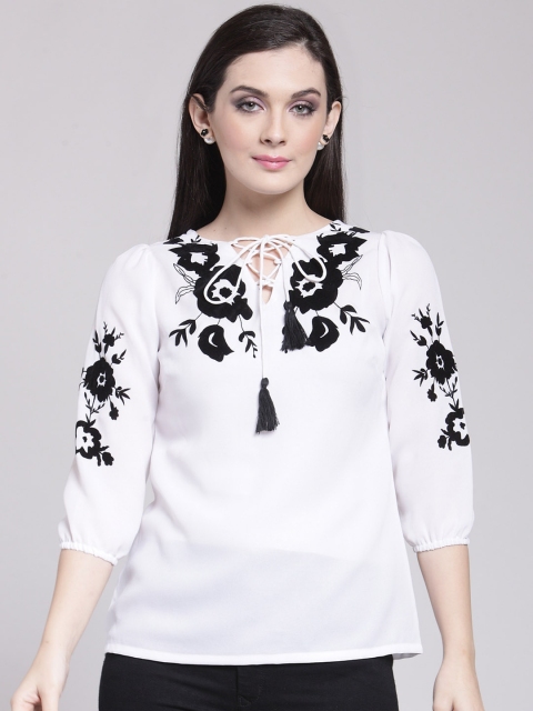 

plusS Women White Printed Top