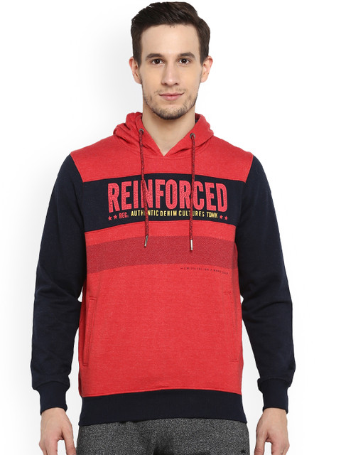 

Monte Carlo Men Red & Black Printed Hooded Sweatshirt