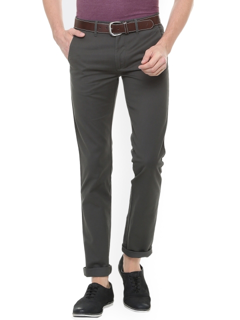 

Peter England Casuals Men Grey Slim Fit Solid Regular Trousers