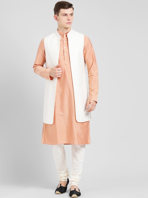 

KISAH Men Peach-Coloured & Off-White Sherwani Set