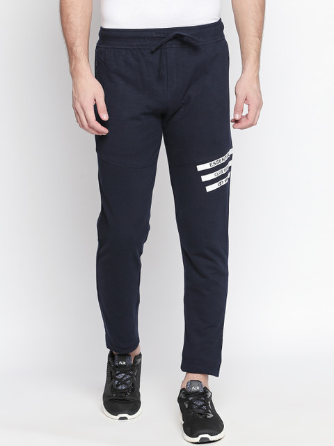 

AVOQ Men Navy Blue Solid Slim Fit Track Pants