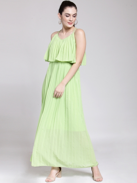 

plusS Women Green Solid Maxi Dress