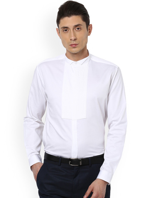 

V Dot Men White Slim Fit Solid Party Shirt