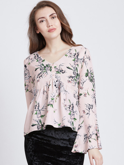 

MAGRE Women Peach-Coloured Printed Empire Top