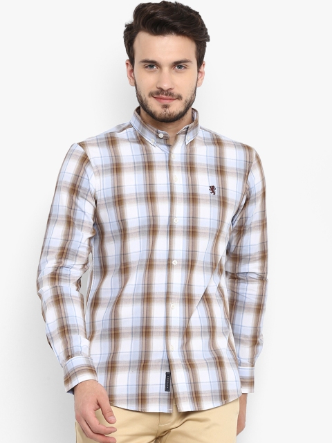 

Red Tape Men Blue & Brown Regular Fit Checked Casual Shirt