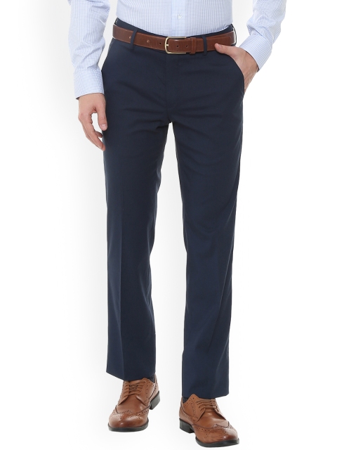 

Van Heusen Men Navy Blue Slim Fit Self Design Formal Trousers