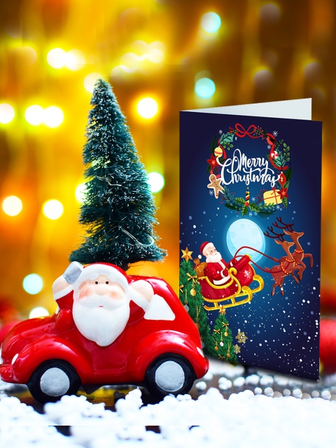 

Archies Pack of 2 Fancy Santa Claus Showpiece & Greeting Card, Multi