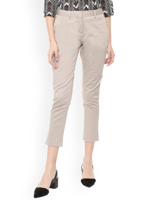 

Allen Solly Woman Beige Slim Fit Solid Cigarette Trousers
