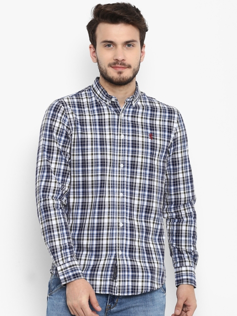 Red Tape Men Navy Blue & White Regular Fit Checked Casual Shirt