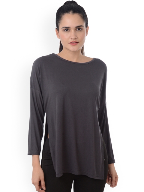 

Da Intimo Women Charcoal Grey Solid Round Neck T-shirt