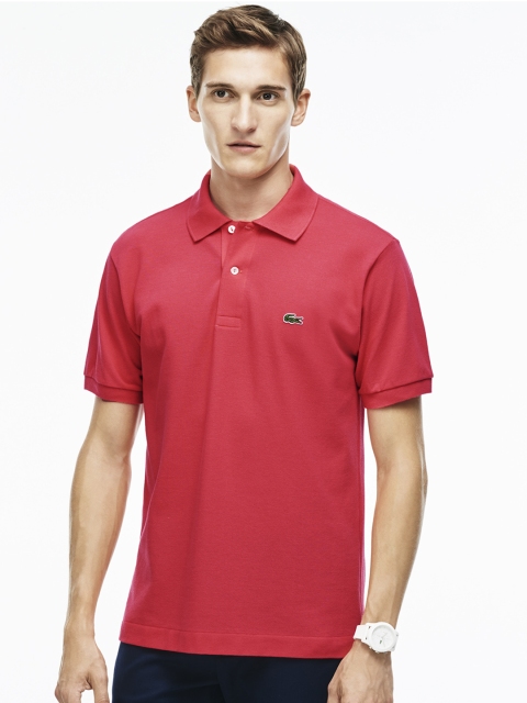 

Lacoste Men Pink Solid Polo Collar T-shirt