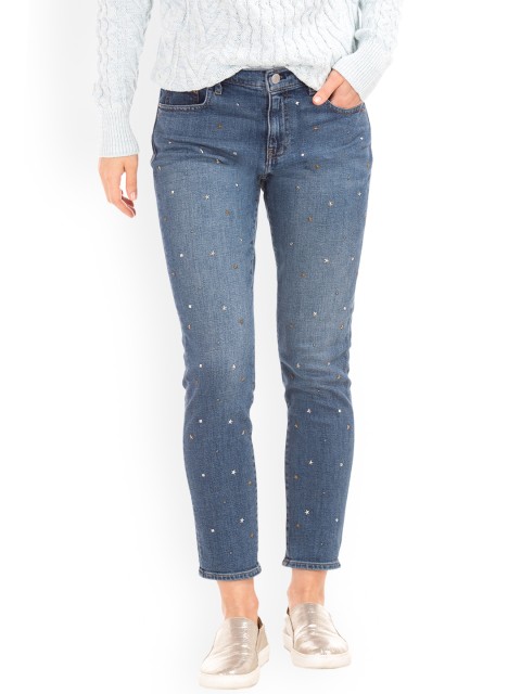 

GAP Women Blue Slim Fit Authentic 1969 Studded Best Girlfriend Jeans