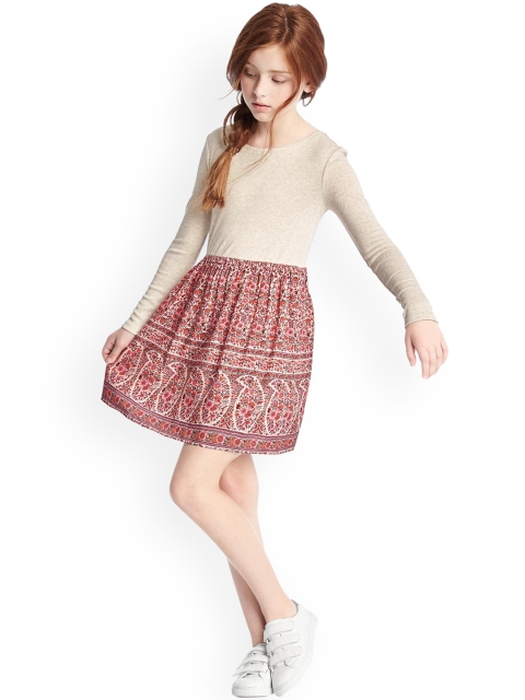 

GAP Girls Off-White & Red Floral Mix-Fabric Dress
