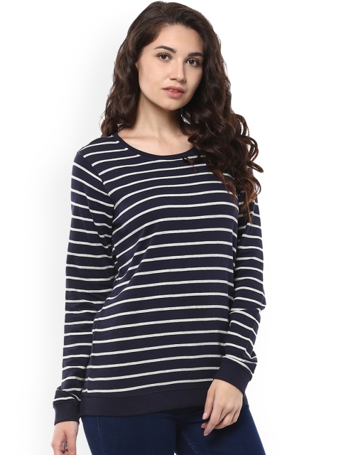 

Allen Solly Woman Navy Blue Striped Sweatshirt