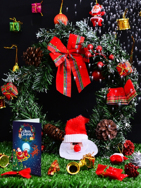 

Archies Pack of 2 Artificial Christmas Wreath for Door & Greeting Card, Multi
