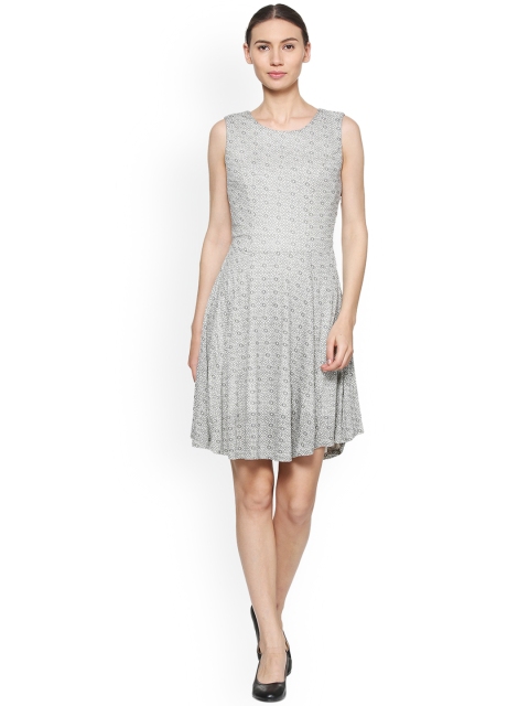 

Allen Solly Woman Women Grey Printed A-Line Dress