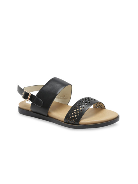 

FabAlley Women Black Solid Synthetic Open Toe Flats