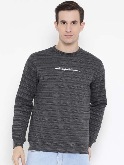 

Richlook Men Black Striped Sweatshirt