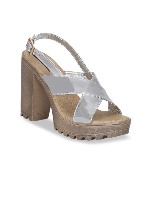 

Get Glamr Women Silver-Toned Solid Heels