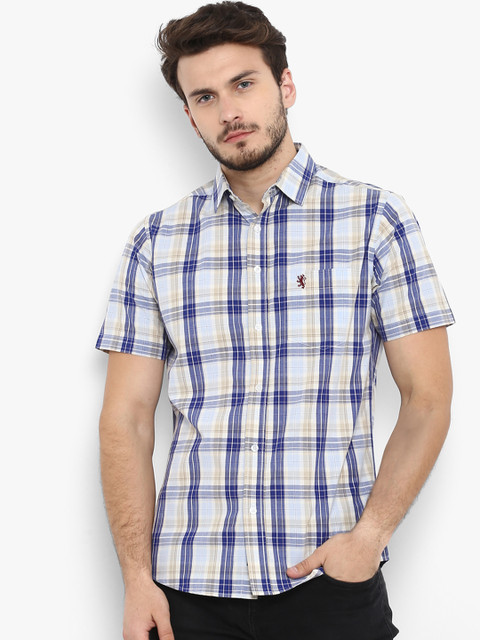 

Red Tape Men Blue & Off-White Regular Fit Checked Casual Shirt
