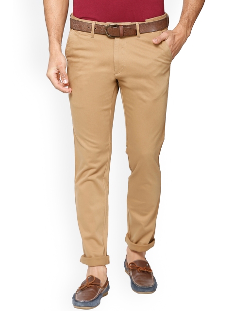 

Peter England Casuals Men Khaki Slim Fit Solid Regular Trousers