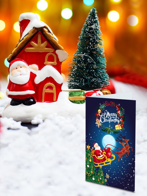 

Archies Pack of 2 Fancy Santa Claus Showpiece & Greeting Card Combo, Multi