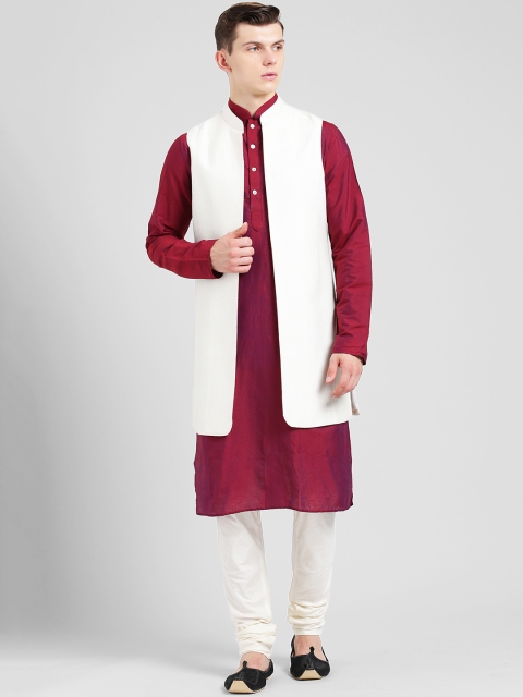 

KISAH Men Red & Off-White Sherwani Set