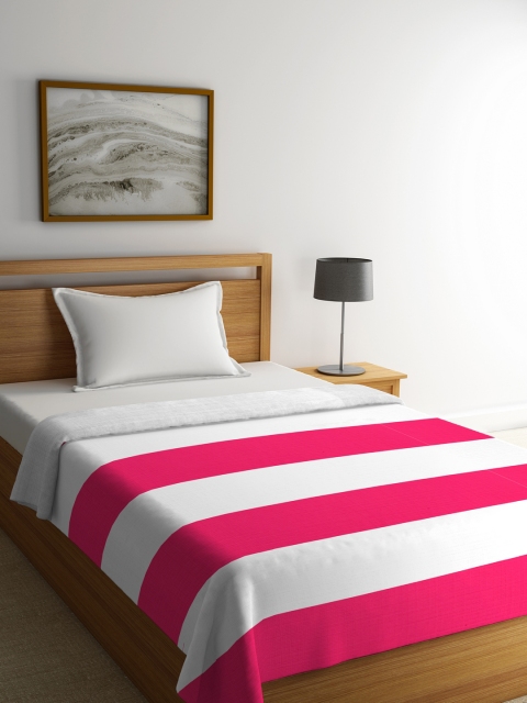 

Portico New York White & Pink Striped AC Room 150 GSM Single Bed Comforter