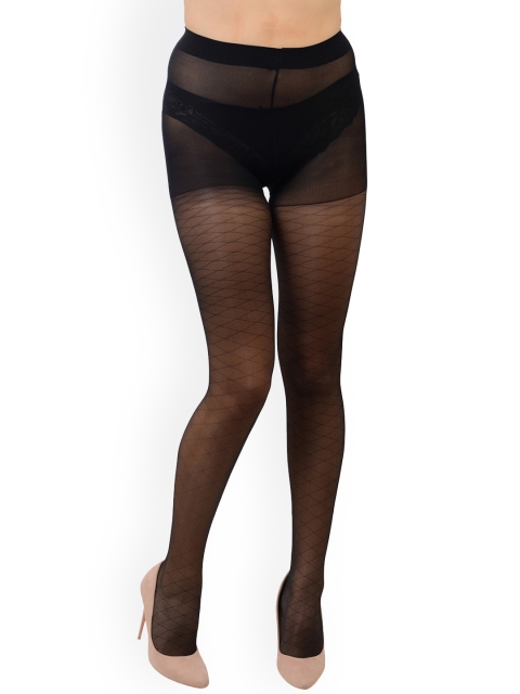 

Da Intimo Women Black Self-Design Stockings DS69